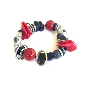 3/$20 Black red silver grey elastic bracelet